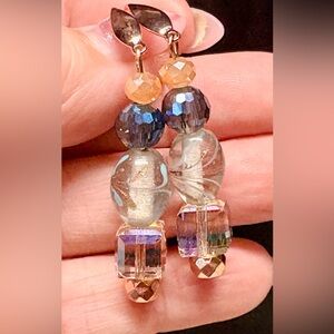 Elegant lampwork artisan glass and rose gold Earrings